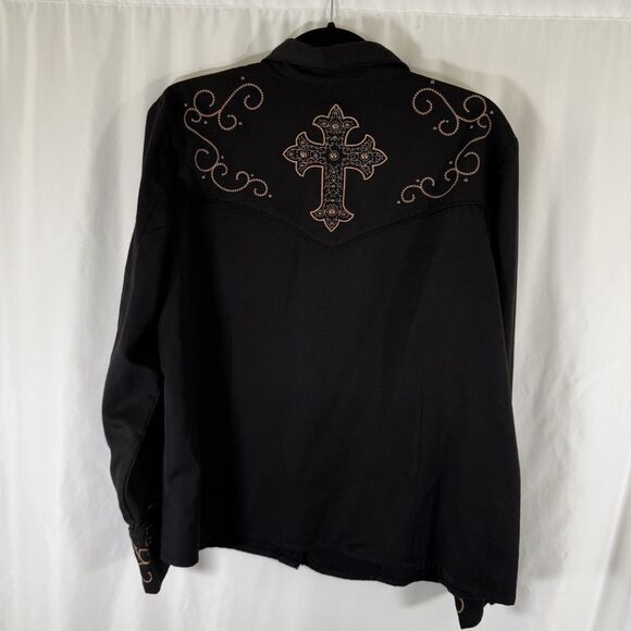 Scully Western Shirt Women's XXL Black Pearl Snap Long Sleeve Embroidered - Picture 9 of 11